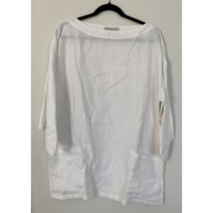 Love and Confuse Womens XL 100% Linen Oversized Tunic Top White Lagenlook
